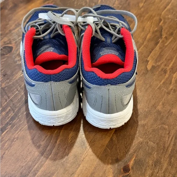 Saucony Kids Cohesion 14 LTT Blue Red Gray sneakers tennis shoes big boy size 1 - Picture 3 of 6